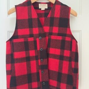 Filson Red and Black Plaid Vest